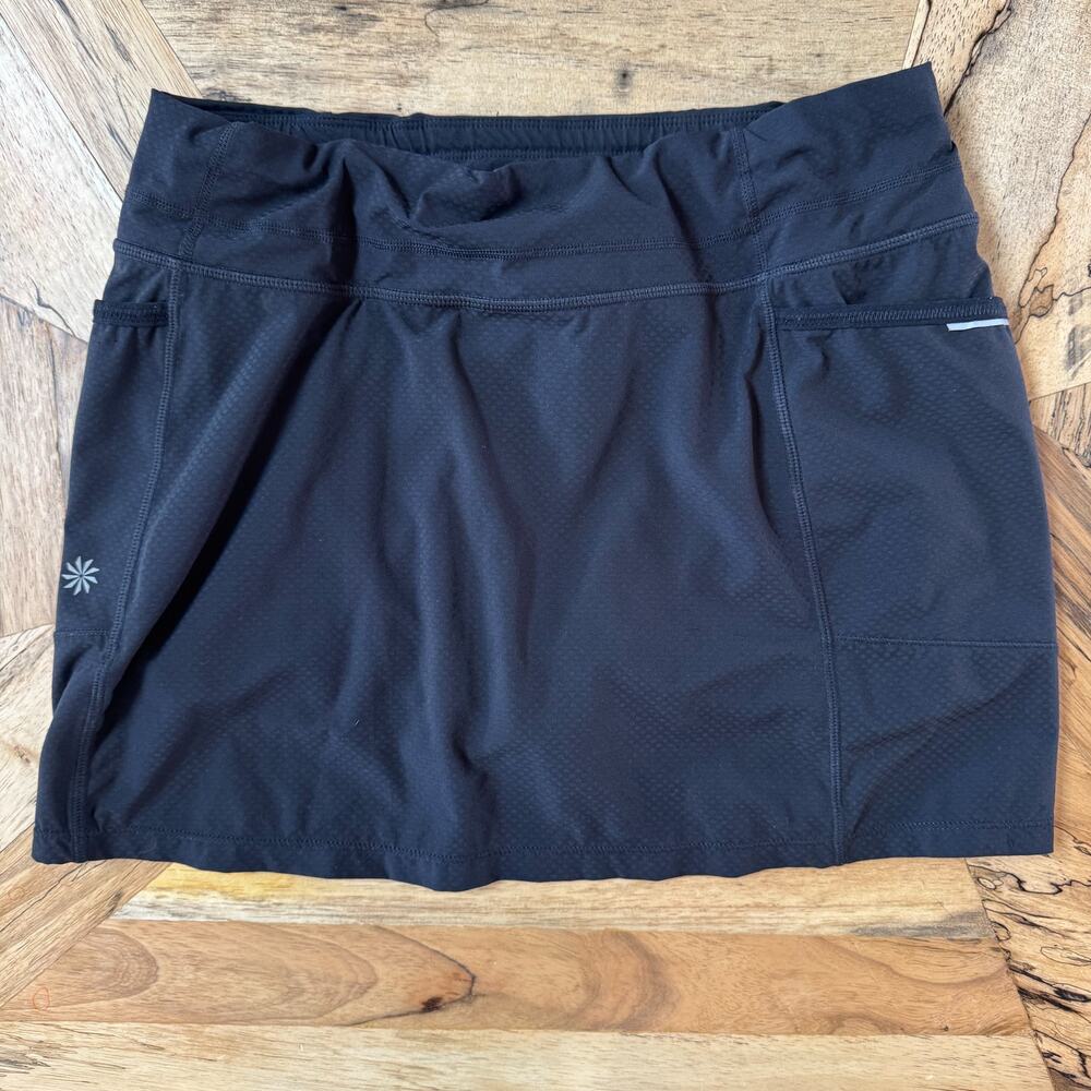Athleta Relay Skort Black Performance Running Golf Tennis Skirt w/ Pockets - S